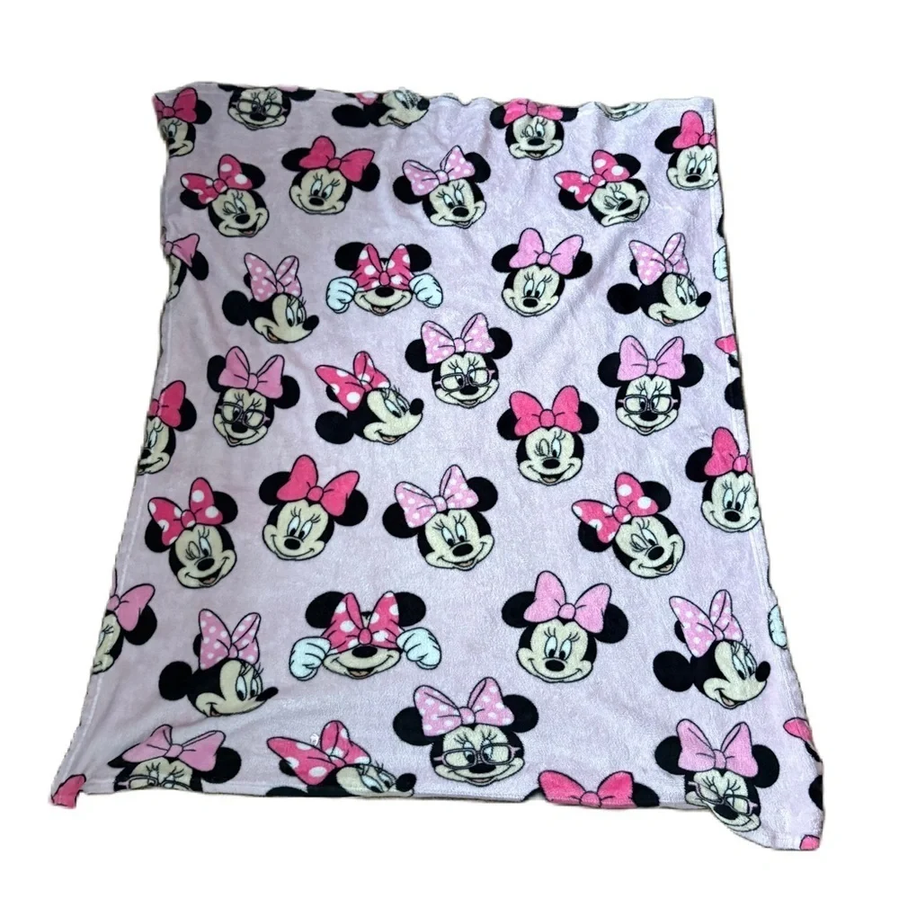 Disney Baby Minnie Mouse Pink Faces Fleece Baby Blanket Lovey Soother Kids